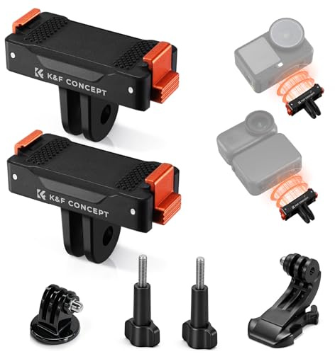 K&F CONCEPT Pack de 2 Adaptadores Magnéticos Compatible con dji Osmo Nano/Action 6 | Base de Extensión con Adaptador 1/4 y Hebilla Rápida para Trípode | Accesorios para Vlogging