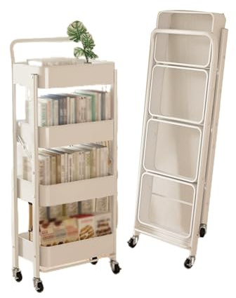 Carrello stretto con ruote, carrello da cucina pieghevole per una facile conservazione Design a più livelli salvaspazio per soggiorno, bagno, ufficio e balcone, facile da montare