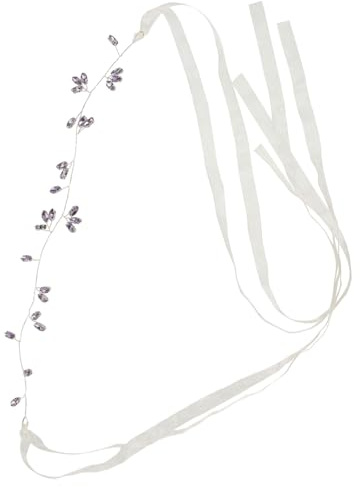 iplusmile Braut Haarrebe mit Violetten Strasssteinen Hochzeitsschmuck aus Handgefertigten Perlen Eleganter Haarreif mit Haarband für Braut und Abschlussball