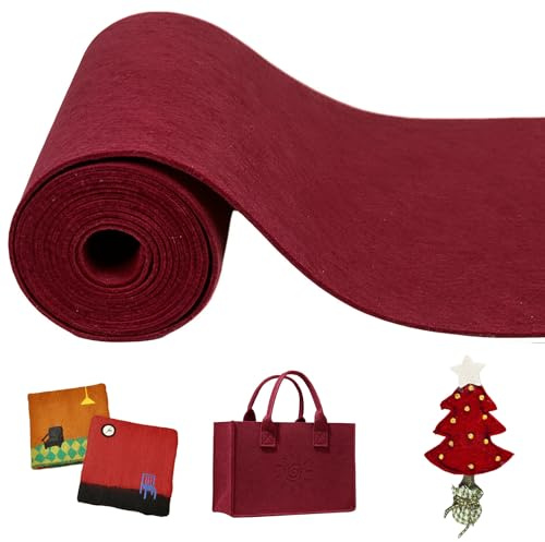 ZKAILCF Rollo Fieltro Manualidades 3mm Tela Fieltro Rojo Grueso 300x30 cm Alta Densidad Filzmatten Zum Zuschneiden Filz Meterware Poliéster Para Patchwork Disfraces Costura Bricolaje Decoración