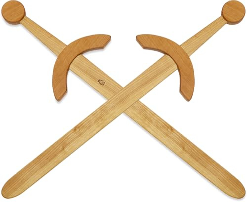 BestSaller 1101 Ritterschwert König Artus Holz 57cm lang, Natur, Fasching, Karneval (2 Stück)