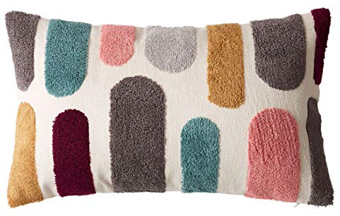 vctops Boho Geometric Tufted Lumbar Decorative Throw Pillow Cover Farmhouse Cotton Embroidery Accent Cushion Case for Couch Sofa Bed (Embroidery7, 12x20)