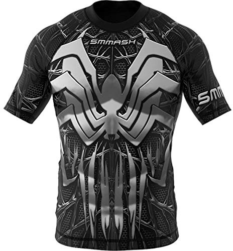 SMMASH Venomous Rashguard Niño Manga Corta, Camisetas para MMA, Artes Marciales, Deportivo Niño Camiseta, Krav Maga, K1, Karate, Material Transpirable y Antibacteriano, (S)