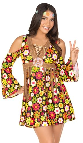 LEG AVENUE Damen 2 Stück Sternenblume Hippie Kostüm mit Kleid Stirnband, multi, X-Small
