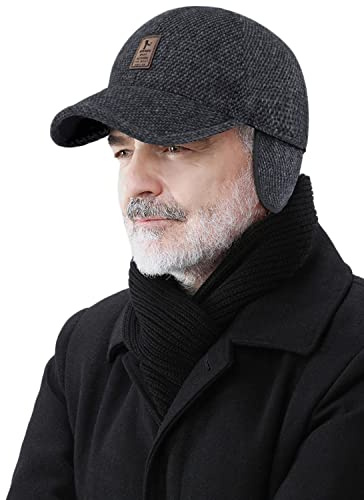 CLAPE Casquette de Baseball d'hiver en Laine Polaire Doublée Casquette avec Cache-Oreilles Winter Baseball Cap Warm Wool Cap Casquette Homme Chaude