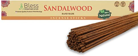 Bless-Sandalwood-Incense-Sticks 100%-Natural-Handmade-Hand-Dipped-Incense-Sticks Organic-Chemicals-Free For-Purification-Relaxation-Positivity-Yoga-Meditation The-Best-Woods-Scent (25 Sticks (40GM))
