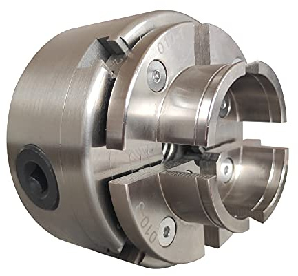 Juego de portabrocas de torno de madera de 4 pulgadas x 8 TPI y adaptador de 3/4 x 16TPI, chapado en níquel, mandril de giro de madera de 4 mandíbulas autocentrado (portabrocas de 4 pulgadas con