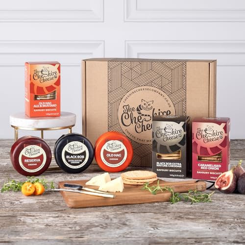 Triple Treat, Cheese & Biscuits Gift Box | 3 Waxed Cheeses (3 x 200g) and 3 flavours of Small-Batch Biscuits, Cheeseboard Gift Set | Cheshire Cheese Company
