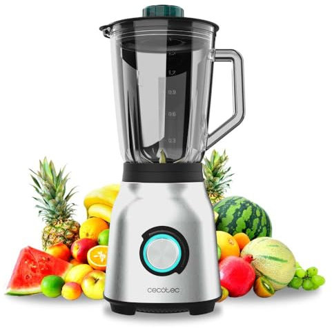 Cecotec Standmixer Power Black Titanium 1800MAX Blend It, 1800 W maximale Leistung, 5 Geschwindigkeiten, 6 Klingen aus Edelstahl, Ice-Crush-Funktion, Turbo- und Smoothie-Funktion, AutoClean-Funktion
