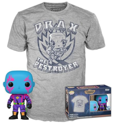 Funko Pop!&Tee: Guardians of The Galaxy - Drax - Large - (L) - Hot Christmas - T-Shirt - Kleidung mit Vinyl-Sammelfigur - Geschenkidee - Spielzeug und Kurzärmeliges Top Für Erwachsene Männer
