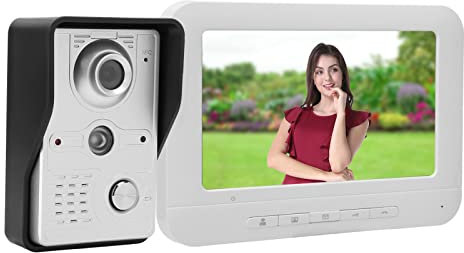 Videocitofono da 7 Pollici, Monitoraggio in Tempo Reale, Visione Notturna, Funzioni Vivavoce, Sblocco Remoto, Campanello Antipioggia, Display LCD TFT 16:9, Audio A 2 Vie per La Sicurezza(UE)