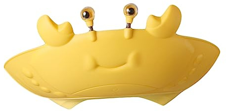 Cartoon Shampoo Hut aus Silikon in Krabbenform, Gelb für Kinder | Shampoo Hut für Kleinkinder, Schützt Ohren, Augen und Mund vor Wasser und Shampoo, Tragbar