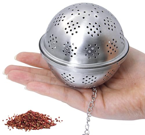 Spice Ball Extra Large For Cooking, Seasoning Ball, Spice Infuser, Tea Ball Filter, With Extended Chain Hook For Enhancing Soups, Stews, Cider, Wine, And Especially Brewing Large Quantities Of Tea