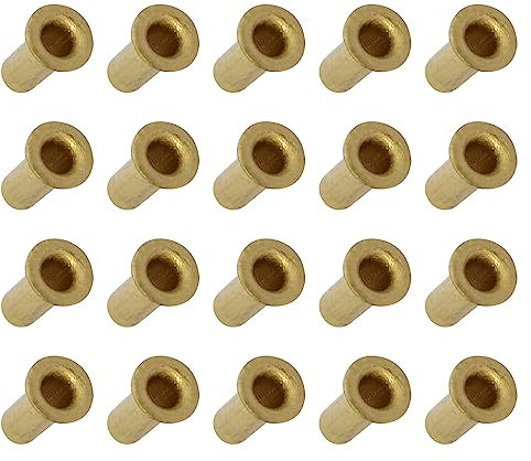 METALLIXITY Traversant Trou Rivet (M2.5x6mm) 200pcs, Laiton Plaqué Métal Creux Rivet Écrous - pour Cuir Toile Vêtements DIY Artisanat Fabrication, Or Ton