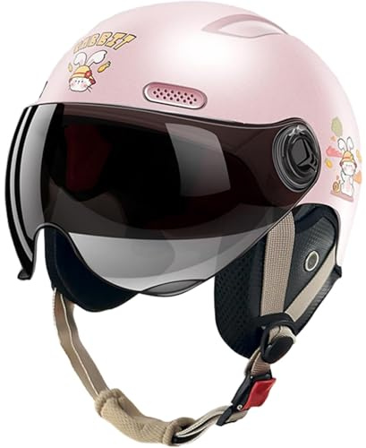 Moto Estivo Mezza Gioventù Casco Jet Retrò per Scooter Cruiser Ciclomotore - Personalità Cool DOT Approvato per Bambini 3-12 Anni Ragazzi Ragazze, 52~56cm