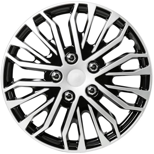 SYNCHRO Enjoliveurs Rio Silver/Black 16 Pouces - 4 pièces, ABS, Fixation par clipsage