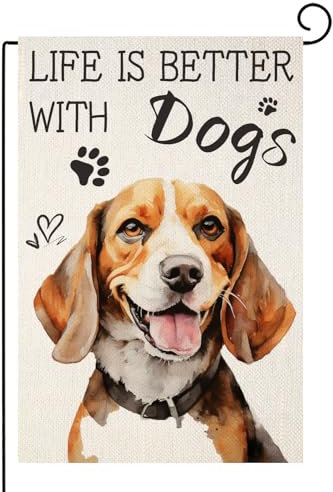 TopPacific Life is Better With Dogs Beagle-Gartenflagge, 30,5 x 45,7 cm, doppelseitig, für den Außenbereich, Dekoration für Haustiere, Bauernhaus, Hof, Outdoor-Dekoration (6004)
