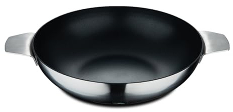 MasterPRO SIGMA - Wok senza coperchio 28 cm 9,23L in acciaio inox - Rivestimento in ceramica Swiss Crystals - Manico lungo - Adatto a tutte le cucine - Si consiglia di lavare a mano