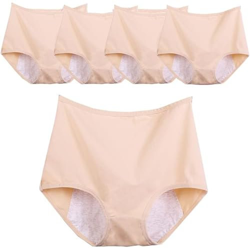 Menstruationsunterwäsche für Damen, Menstruationshöschen mit Hoher Taille, Postpartale Menstruationshöschen, Inkontinenz Unterwäsche, 5er-Pack Slips für Frauen und Mädchen(B,XXL)