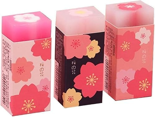3 Stück Rosa Schöne Kirschblüten Gummi Radiergummis Sakura Blütenblatt Skizze Malerei Bleistift Korrektur Werkzeug Schule Büro Schreibwaren,Radiergummis Radiergummis und Korrekturtools