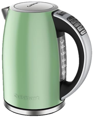 Cuisinart PerfecTemp 1.7-Liter Electric Kettle, Cordless Electric Tea Kettle, 1500W for Fast Heat-Up, 6 Preset Temperatures, 30-Minute Keep Warm, Stay Cool Nonslip Handle, Pistachio Stainless
