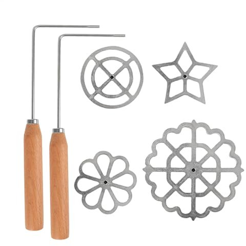 Pastry Stamp Maker, Rosette Iron Set, Cookie Stamp Set, Funnel Cake Maker Kit, Cookie Pastry Stamp and Waffle Mold Set, Aluminum Alloy Baking Kit for Cookies, Funnel Cakes, and Waffles
