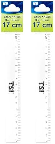 TSI Lineal 17 cm, transparent, Art. Nr. 46017 (Packung mit 2)