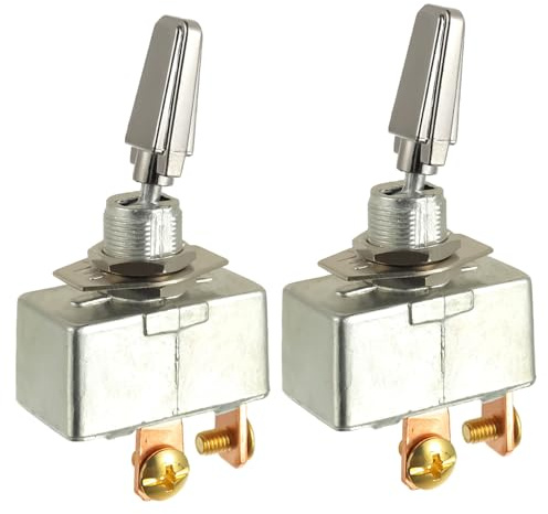 Automotive Toggle Switch 50 A 12 VDC Heavy Duty 12 Volt ON OFF Switch 50 Amp SPST 2 Posizione 2 Pin Metallo Cromo Terminali a Vite