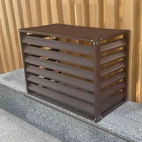 Housse décorative pour climatiseur extérieur – Cache-radiateur pour unités de climatisation et étagère de rangement, idéal pour une utilisation en extérieur (marron)