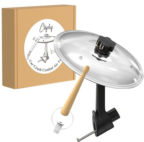 Car Cymbal Air Vent, Mini Drum Crash Cymbal Set with Mini Drum Stick, Funny Musical Instruments Gadget for Drummer Music Lovers Gift, Compact Durable Car Accessory for Most Vehicles(Silver)