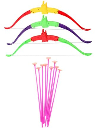 INOOMP 3 Sets Archery Suction Cup Bow Arrow Set Lightweight Durable Material for Boys Outdoor Play and Halloween Party Fun Random Color