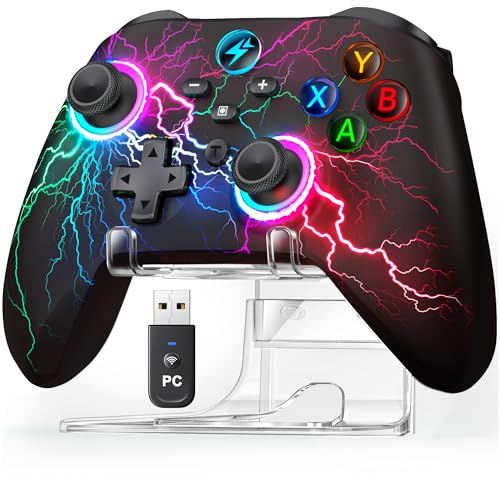 Controller PC, PC Controller Wireless mit RGB Licht, Gaming Controller PC mit 2 Programmierbare Rücktasten, 1000mAh Akku Bluetooth Controller Kompatibel mit Windows PC/Switch/Switch2/Android/IOS