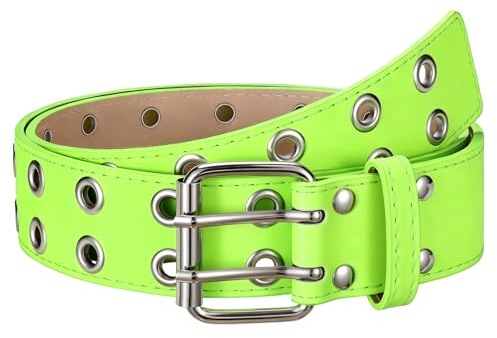 JasGood Punk Gürtel Damen und Herren Doppelloch Gürtel mit Punk Style Cosplay Hip Hop Rock für Gothic-Outfits