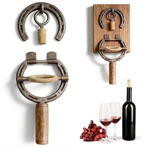 Apribottiglie a parete Apribottiglie per vino rustico Cavatappi vintage per decorazione da parete per bar da cucina