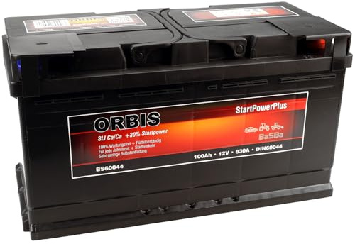 12 V 100 Ah Autobatterie Orbis BS60044 – 830 A Kaltstart, wartungsfreie Energieversorgung für Pkw & Vans, robust, geladen und betriebsbereit | BaSBa 2141