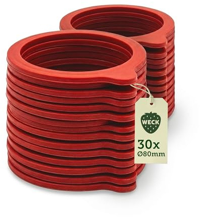 Weck Einkochringe Ø 80 mm 30er Set, Zubehör für Einweckgläser, Einmachgläser und Gläser, Dichtringe für Vorrats- und Einmachgläser