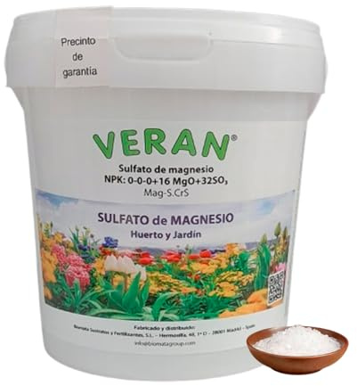 VERAN Engrais Magnésium et Soufre pour Jardin et Potager | Sulfate de Magnésium | Sel d’Epsom | 100% Naturel | 100% Soluble dans l’Eau 1Kg