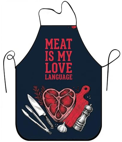 Delantal de carne vintage para cocinar, diseño culinario gráfico, delantal de cocina para barbacoa, regalo de cocina para adultos, Azul marino, 24x31 Inch