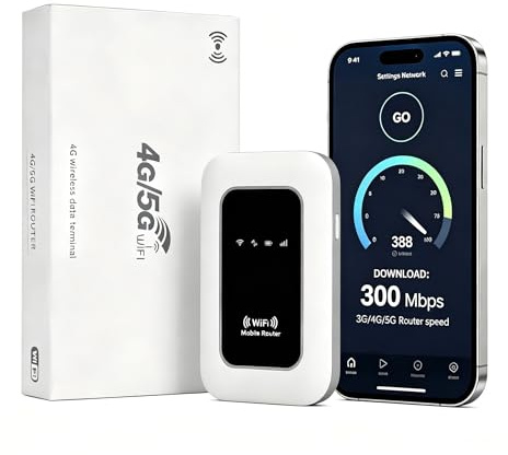 5G Portable WiFi 6 Débloqué Carte SIM,300Mbps, 2100mAh | Modem Mobile Haut Débit 5G/4G+,Connecte jusqu'à 32 appareils,High Speed Travel Hotspot Mini Routeur Mobile,Europe