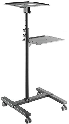 Beamerwagen TS-8 mit 2 Ablage-Ebenen, Gummirollen und komplett aus Metall Projektorwagen Beamer Projektor Laptop Notebook Ständer Rollwagen Gerätewagen