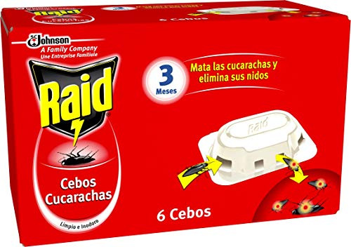 Raid 5 Cebos Anticucarachas, Trampa para Eliminar Cucarachas y Huevos 80g