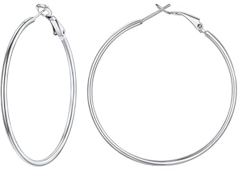 PROSTEEL Créoles Femme 50 mm en Acier Inoxydable Boucles d'Oreilles Hoop Earrings