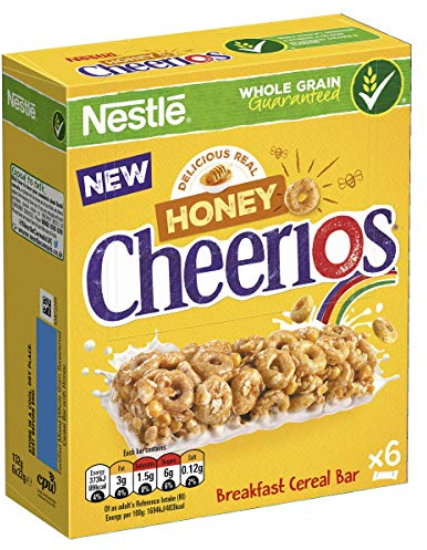 Nestlé Cereals - Honey Cheerios Breakfast Cereal & Milk Bar - High Fibre, 5 Vitamins & Calcium - 6 x 25g Bar Multipack