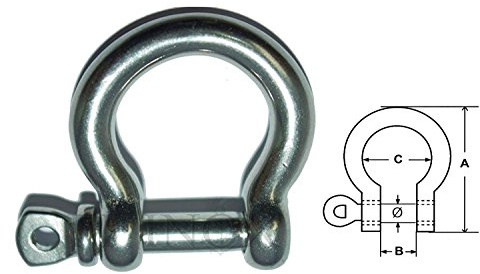 Grillete Lira, 13 mm, acero inoxidable 316 – A4