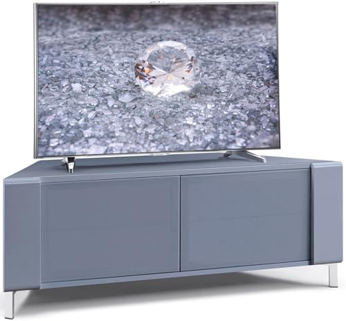 MDA Designs CORVUS Corner-Friendly Grey BeamThru Glass Doors with Grey Profiles Contemporary Cabinet for Flat Screen TVs up to 50