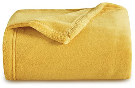 BEDSURE Kuscheldecke Flauschig Decke Fleecedecke - Wohndecke Warm Winter Weich, Sofadecke Kleine, Decke Couch Blanket, Wohn- & Kuscheldecken Kinder 130x150cm, Sofa überwurfdecke Gelb