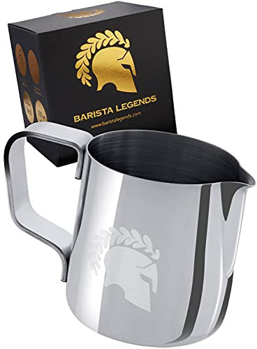 Barista Legends Latte Macchiato Kronos - Caraffa per caffè espresso in acciaio inox per versare espresso per perfetti strati di schiuma di latte, perfetta per hobby, barista