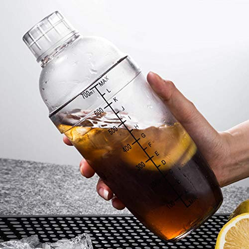 Oumefar Coctelera plástica de la coctelera de la Escala Clara para la Barra para los jugos(700ml)