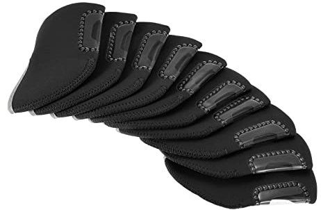 PATIKIL Golf Club Iron Head Covers, 10 Pack Visible Window Waterproof Protection Sleeve for Outdoor Sport, Black