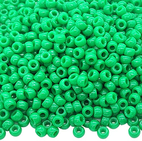 1 000 st ponny pärlor armband 9 mm regnbåge plast tunna ponny pärlor för halsband, hårpärlor för flätor för flickor, nyckelring, smyckestillverkning (grön)